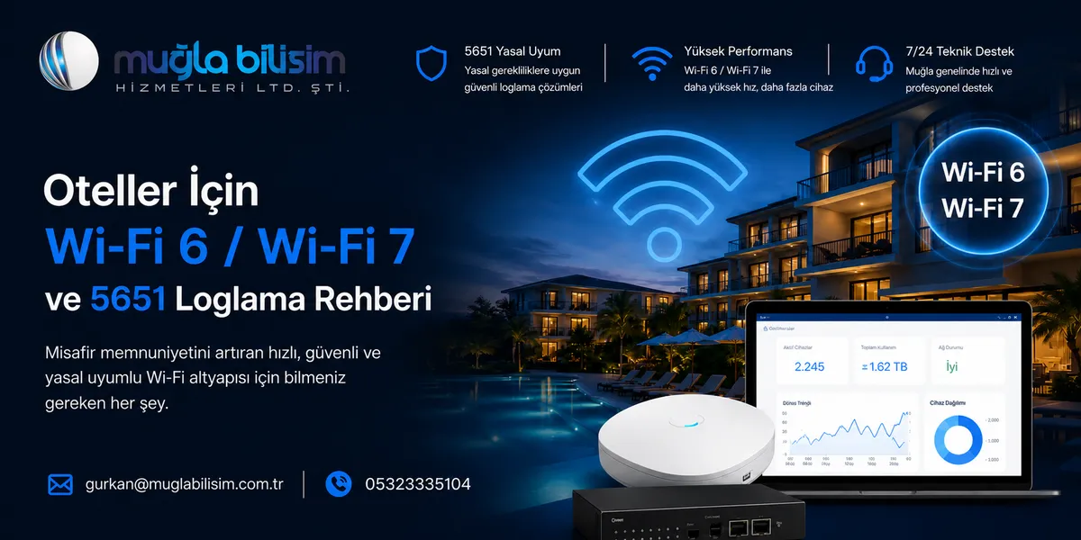 Oteller İçin Wi-Fi 6 / Wi-Fi 7 ve 5651 Loglama Rehberi