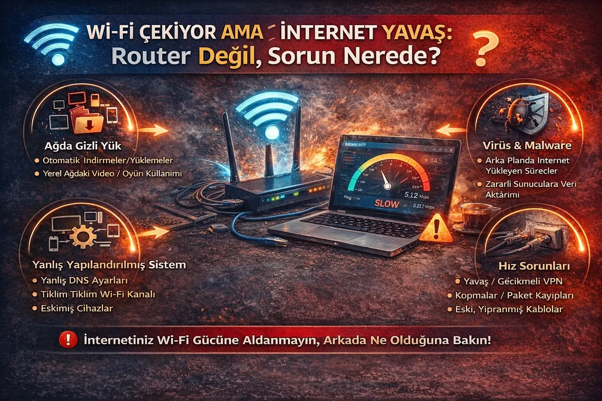Wi-Fi Çekiyor Ama İnternet Yavaş: Router Değil, Sorun Nerede?